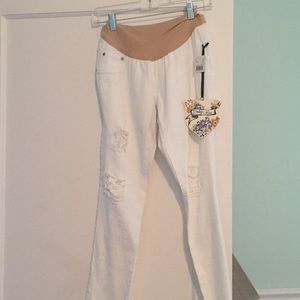 White maternity jeans.